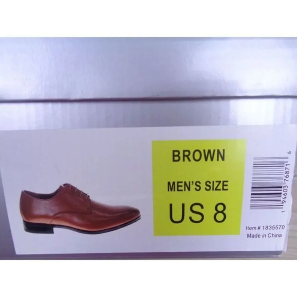 Perry Ellis Portfolio Leather Oxford Dress Shoes‎ Lace Up Brown Mens Size 8